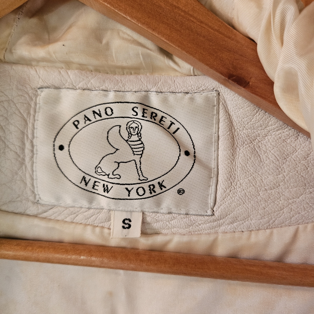 Women's Cream Leather Jacket - Picture 2 of 3